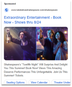 Lake Tahoe Shakespeare Festival Google Result